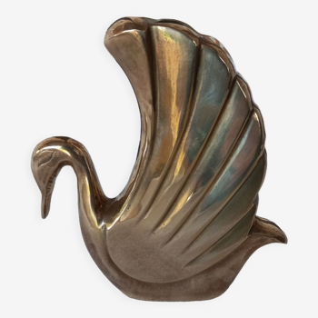 Brass swan vase