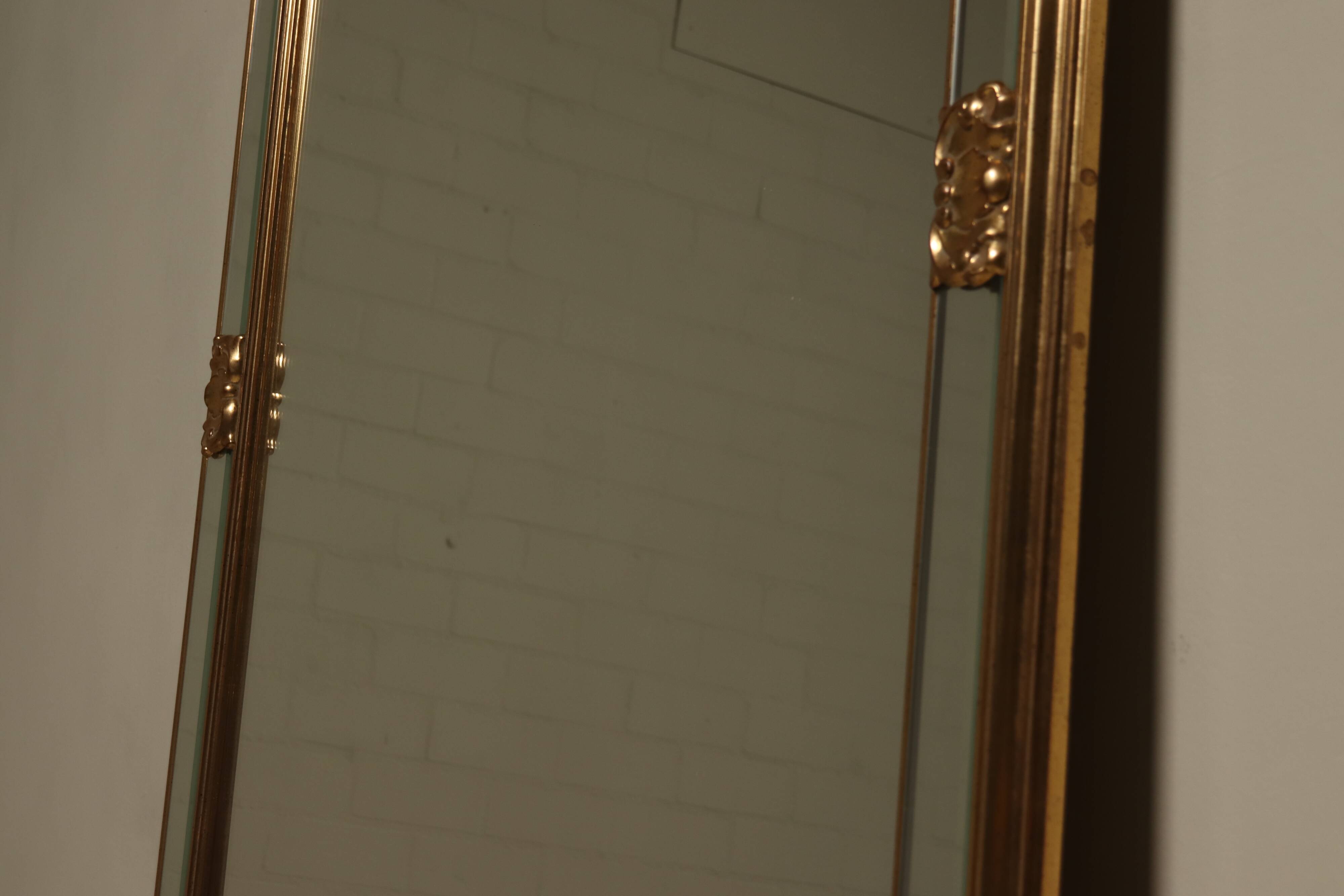 Large Revival Mirror in Gilded Resin by Deknudt Belgium 1980s