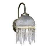 Parisian wall lamp in etched glass and pearls