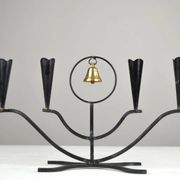 Four-Candle Candelabra with Brass Bell — Ystad-Metall, Sweden, 1950s