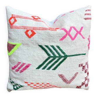 Handmade Berber wool cushion: Moroccan Kilim cushion (45x45cm)