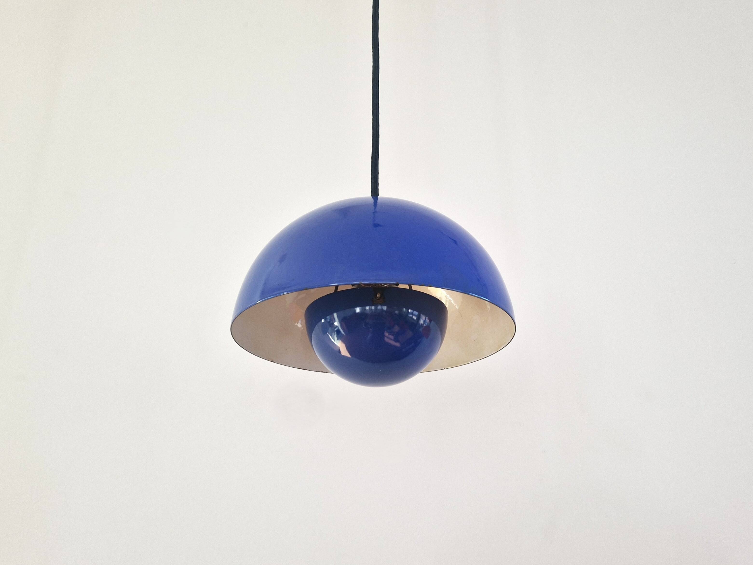 Blue Flowerpot pendant lamp by Verner Panton for Louis Poulsen, Denmark 60s