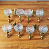 Set of 4 vintage glass globe wall lights
