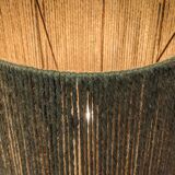Vintage ball lamp in enamelled stoneware and jute rope