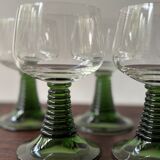 Vintage maximalist twisted green stemmed wine glass roemer