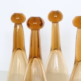 Set of 6 champagne flutes called 'trinquette' or 'cul sec' in mouth-blown glass, vintage