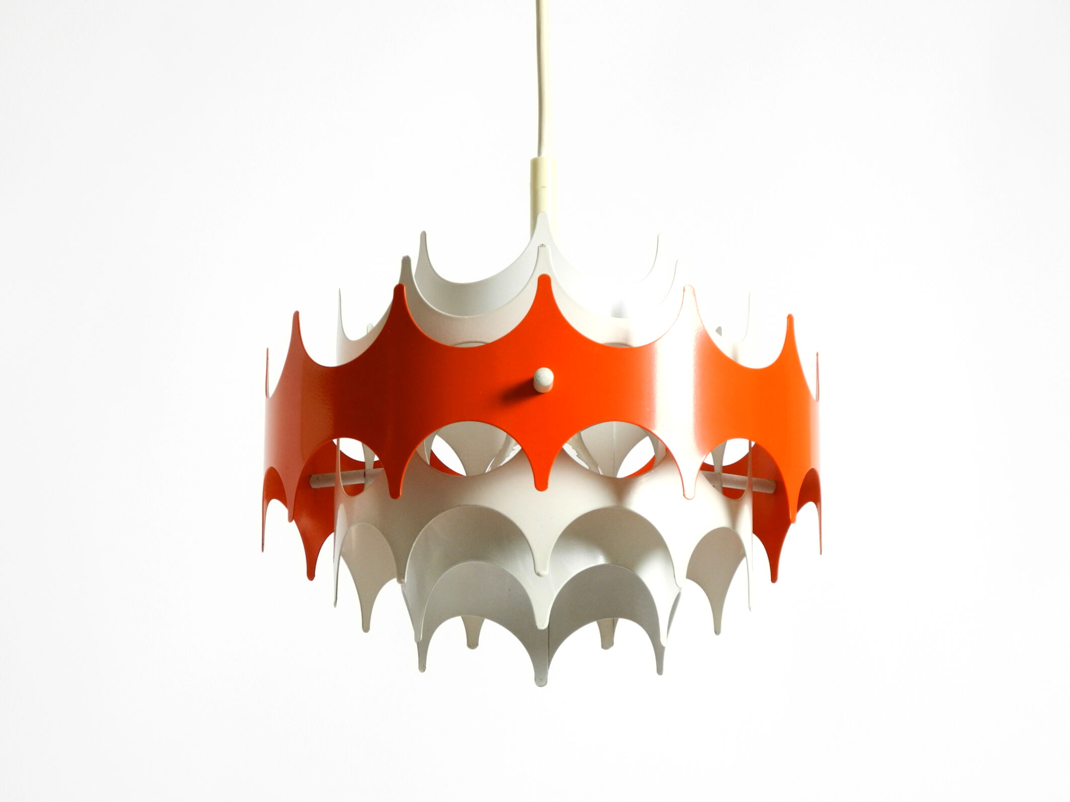 Beautiful small original 1960s Space Age metal pendant lamp by Doria
