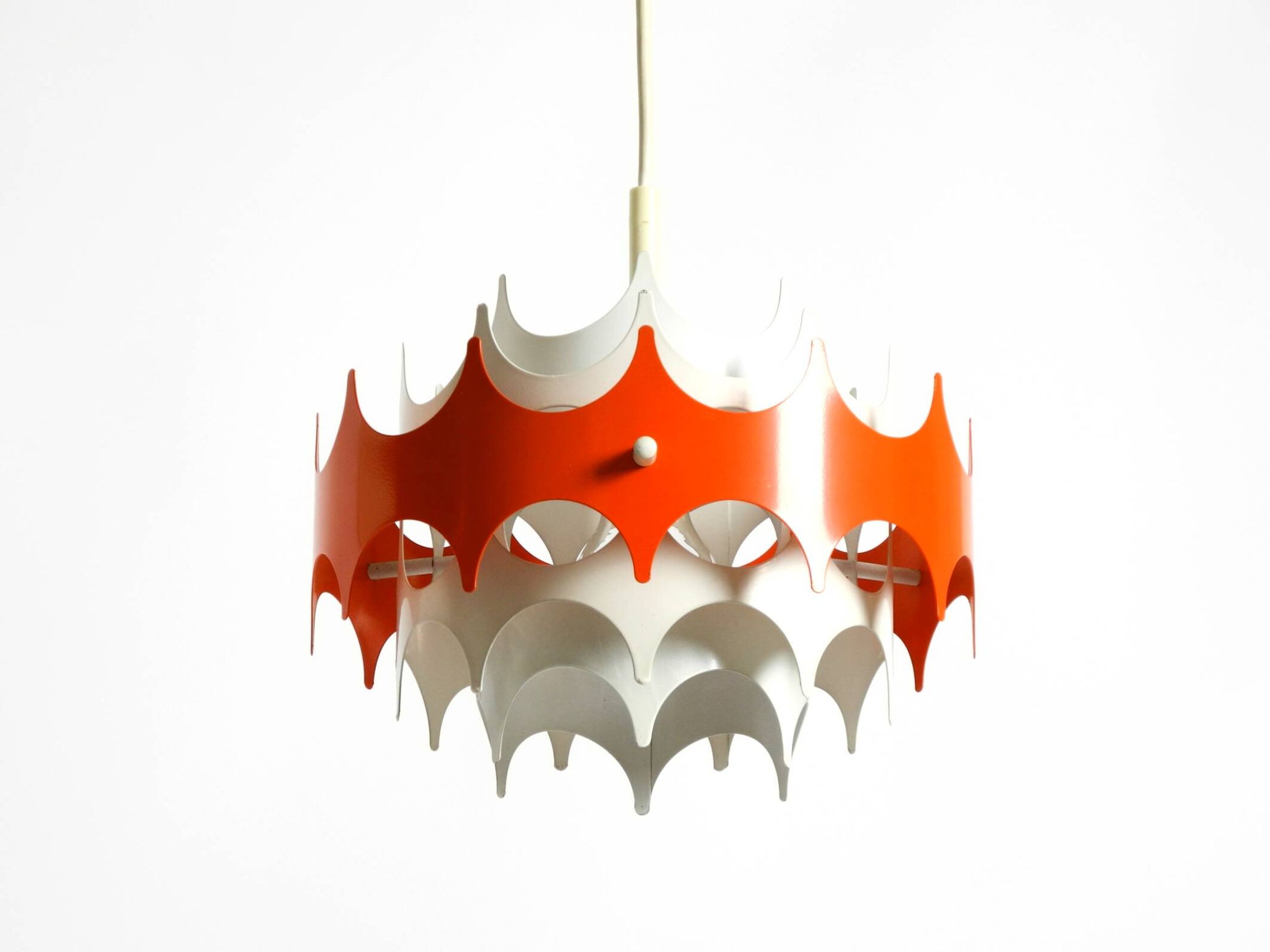 Beautiful small original 1960s Space Age metal pendant lamp by Doria
