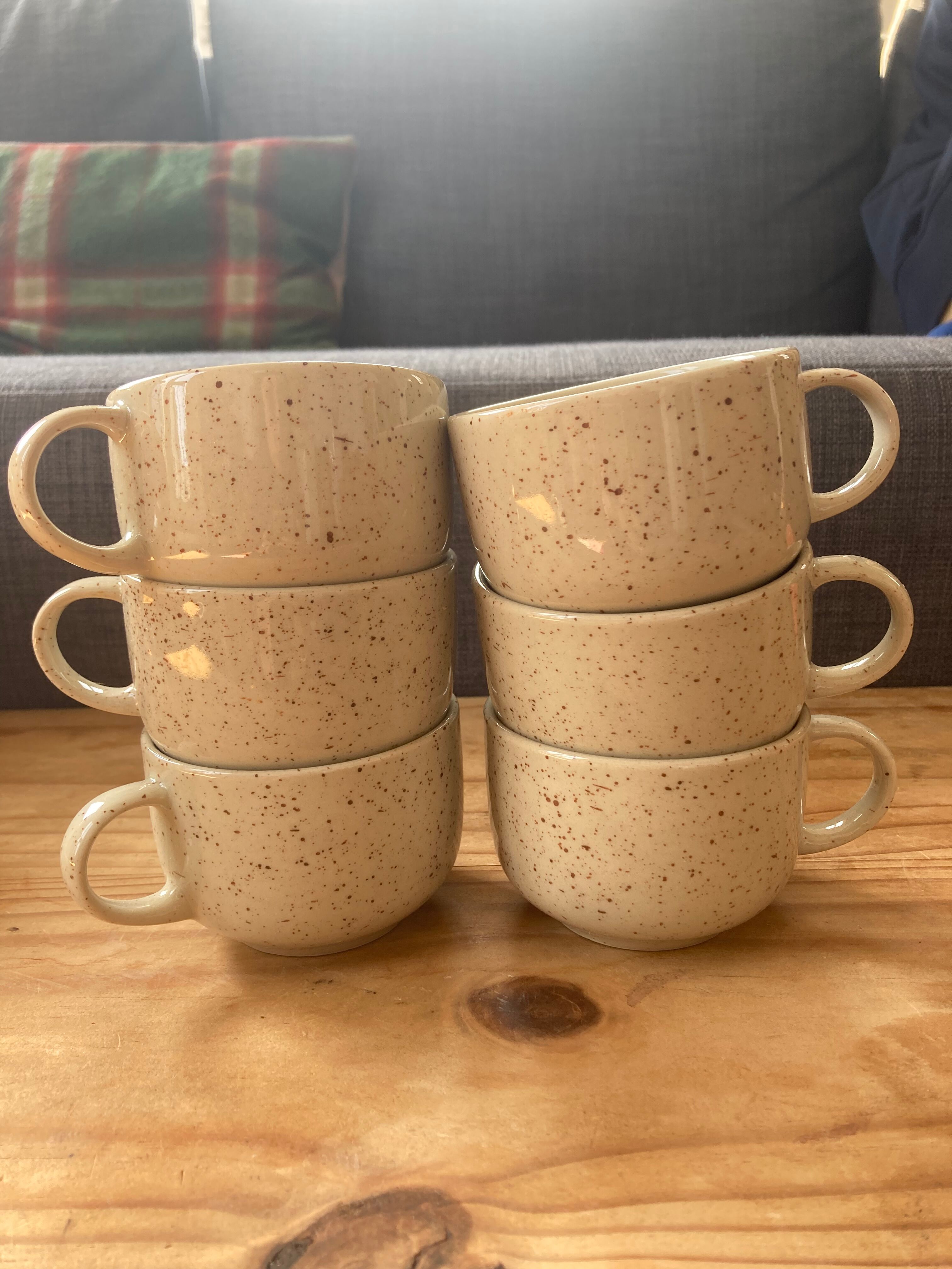 6 speckled cups