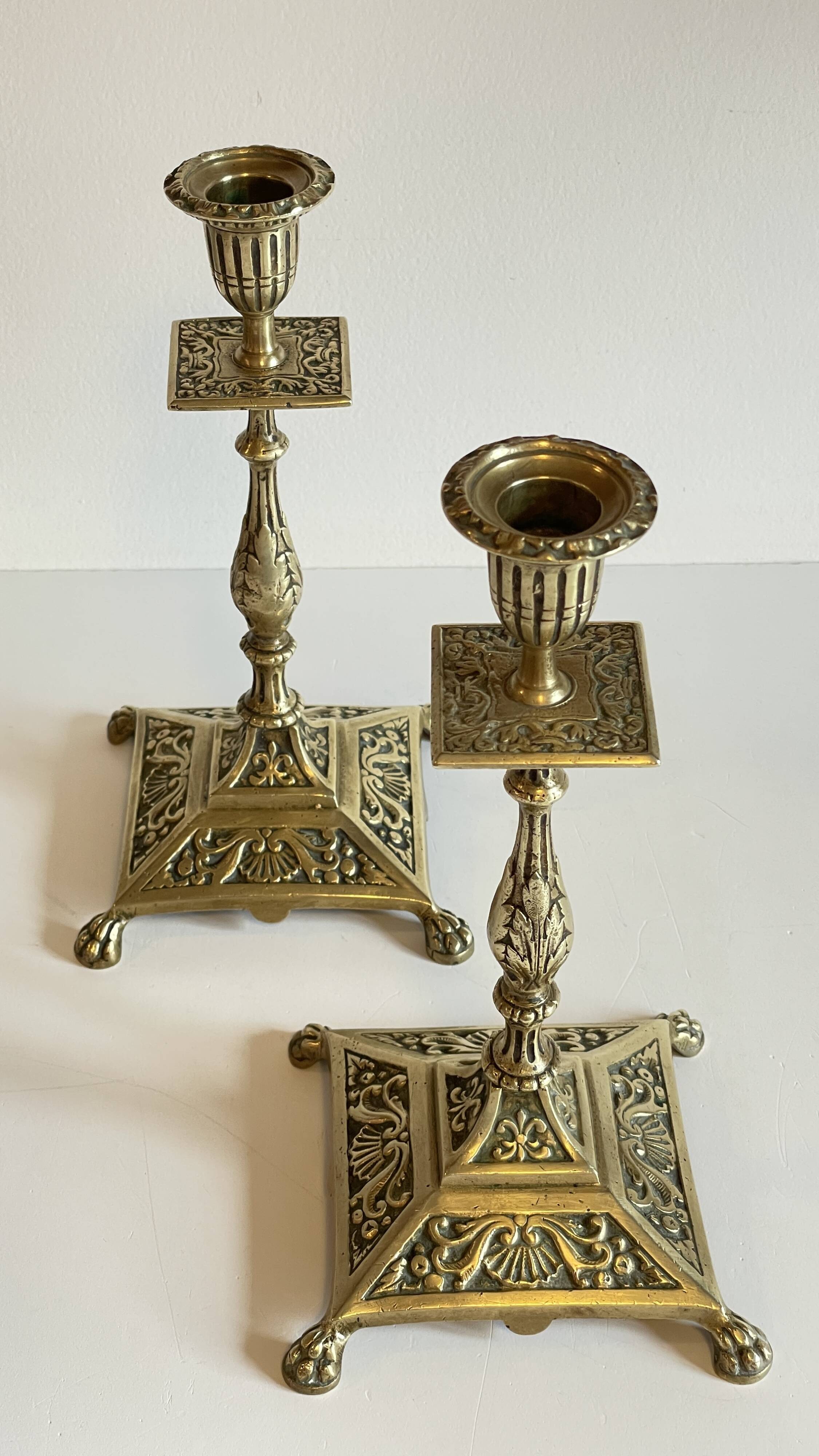 Antique Lion's Paw Candlesticks