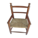 Fauteuil enfant en bois foncé et paille