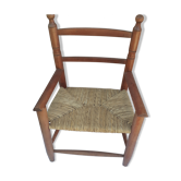 Children's armchair in dark wood and straw
