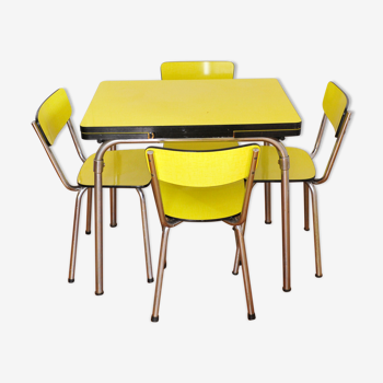 Formica table with 4 chairs and a stool dating from the 60s and 70s