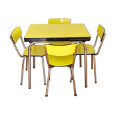 Formica table with 4 chairs and a stool dating from the 60s and 70s