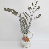 Vase italien céramique décor fleurs forme de cruche