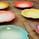 Set of 6 vintage floral plates by Geneviève Lethu