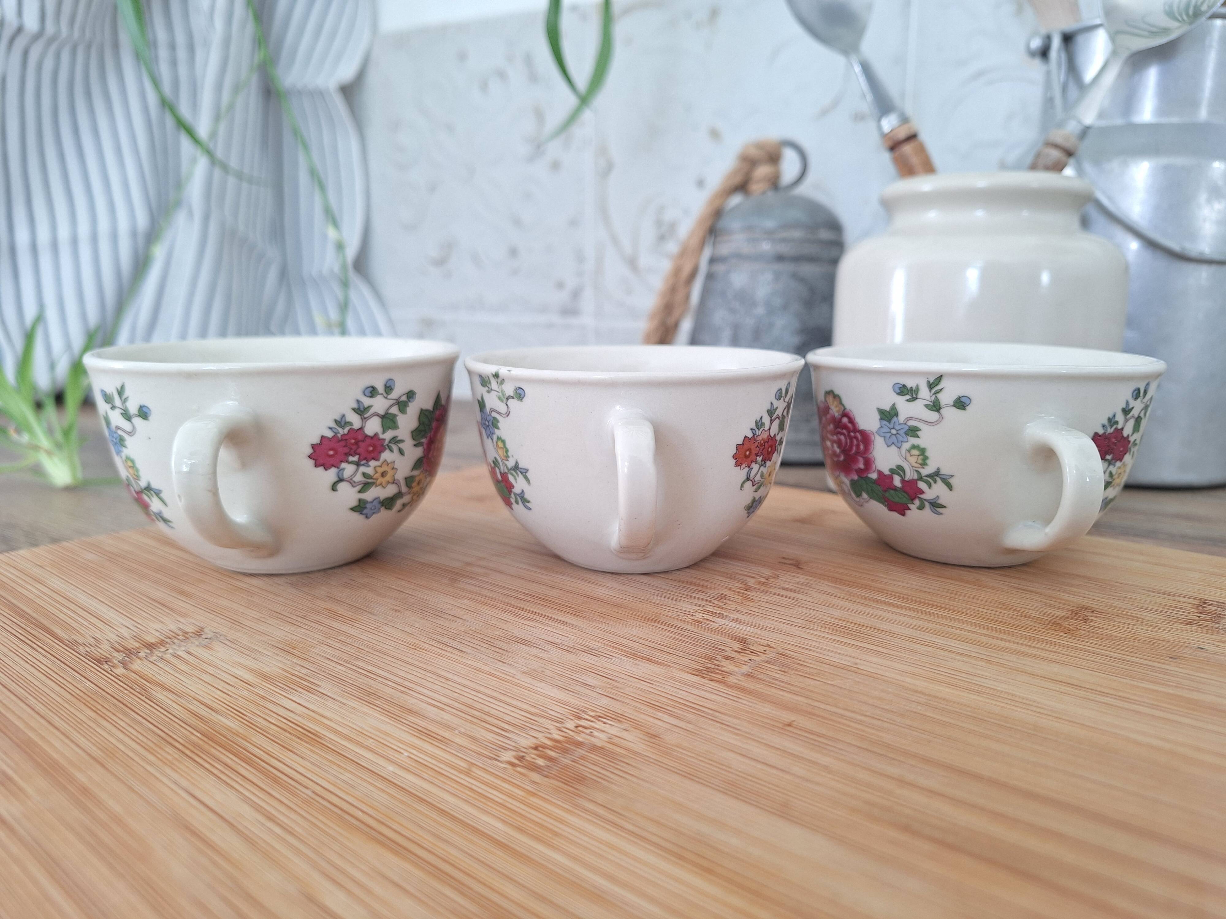 Chi Kiang Stoneware vintage flower mugs