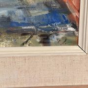 Original Swedish Oil on Canvas - "Abstract Harbour Motif" vintage