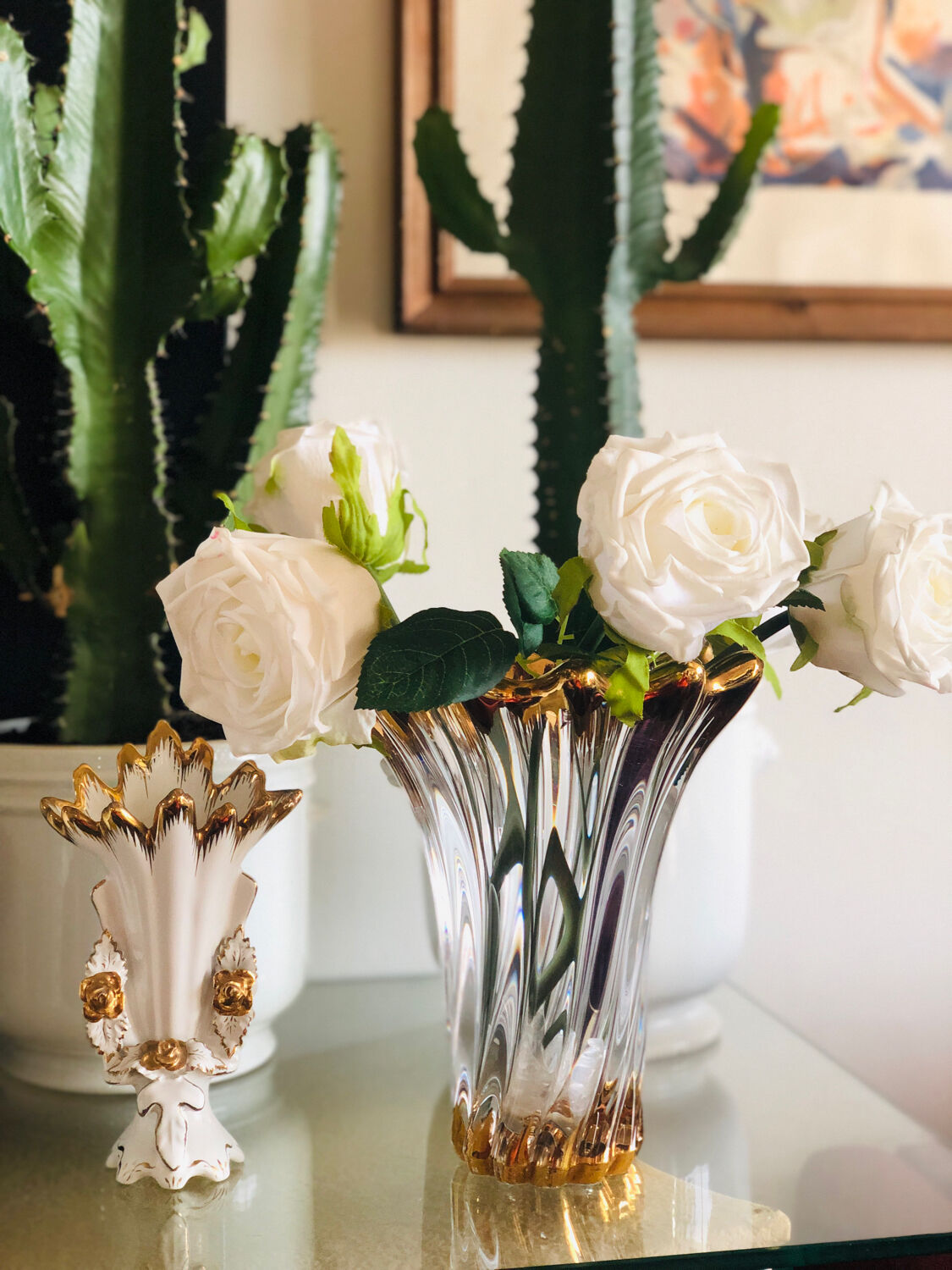 Antique vase in crystal and gilded with fine gold
