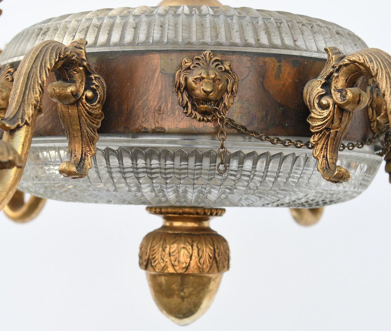 Golden bronze and glass chandelier