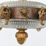 Golden bronze and glass chandelier