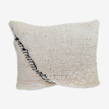 Coussin Berbère Beni Ouarain en laine blanc 40x60 cm