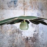 Suspension flower petals linen and rattan, vintage globe