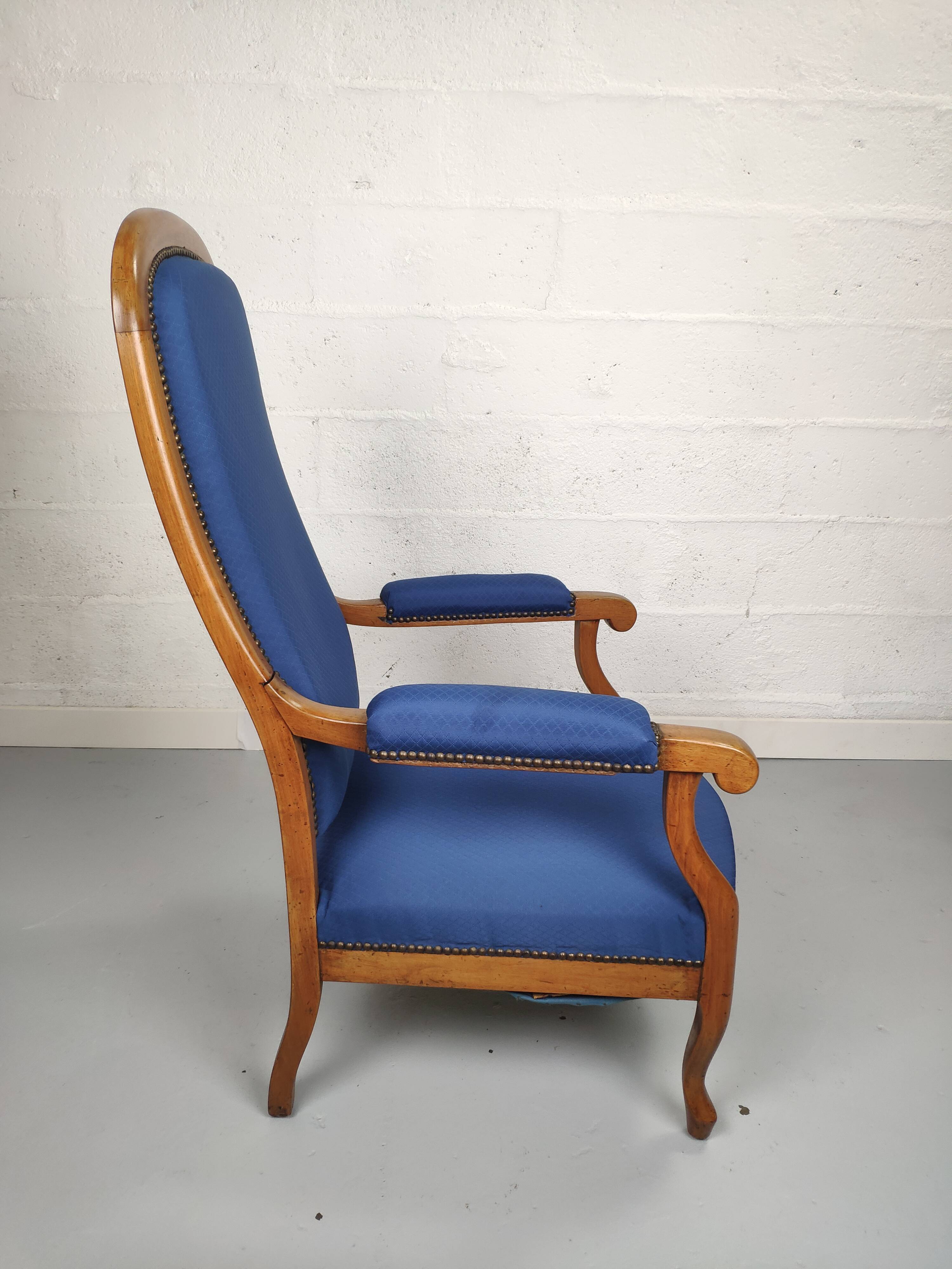 Armchair voltaire blue fabric