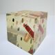 Paperweight sculpture block resin inclusions sewing design 70s
