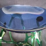 Centerpiece cup on twisted legs, blue and green color