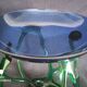 Bowl, centerpiece on twisted blue and green glass legs
