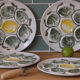 Set of 4 Belon earthenware oyster plates – 25 cm – yellow & green