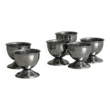 6 vintage stainless steel egg cups