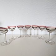 Bistro glass, thick bottom with red rim, 1950s