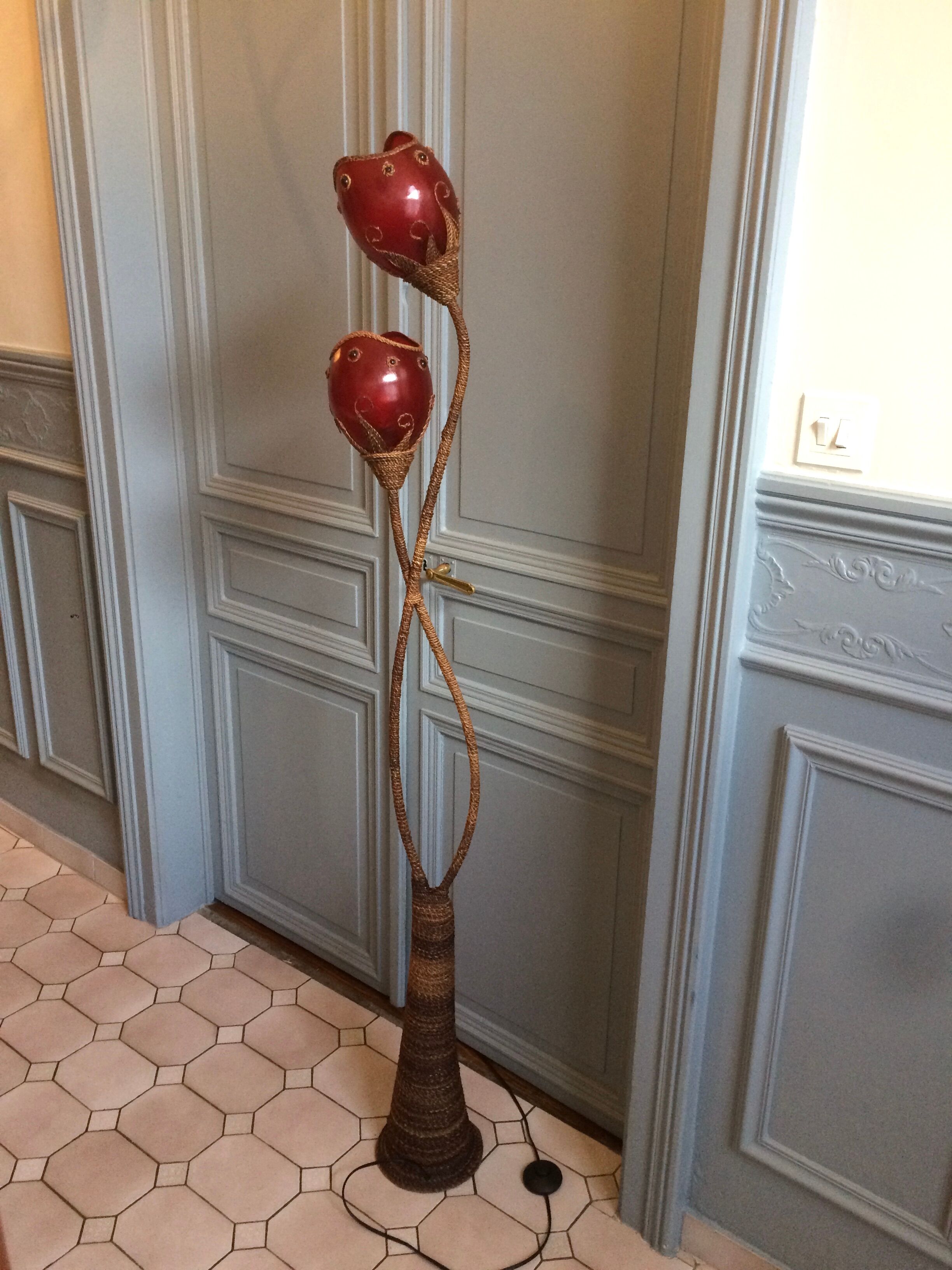 Carnival lamp in Fiber of Glass and Wicker