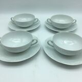 4 broth bowls in taraud limoges porcelain.
