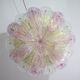 Large Size Pink and Transparent Murano Glass Leave Ceiling Light or Chandel