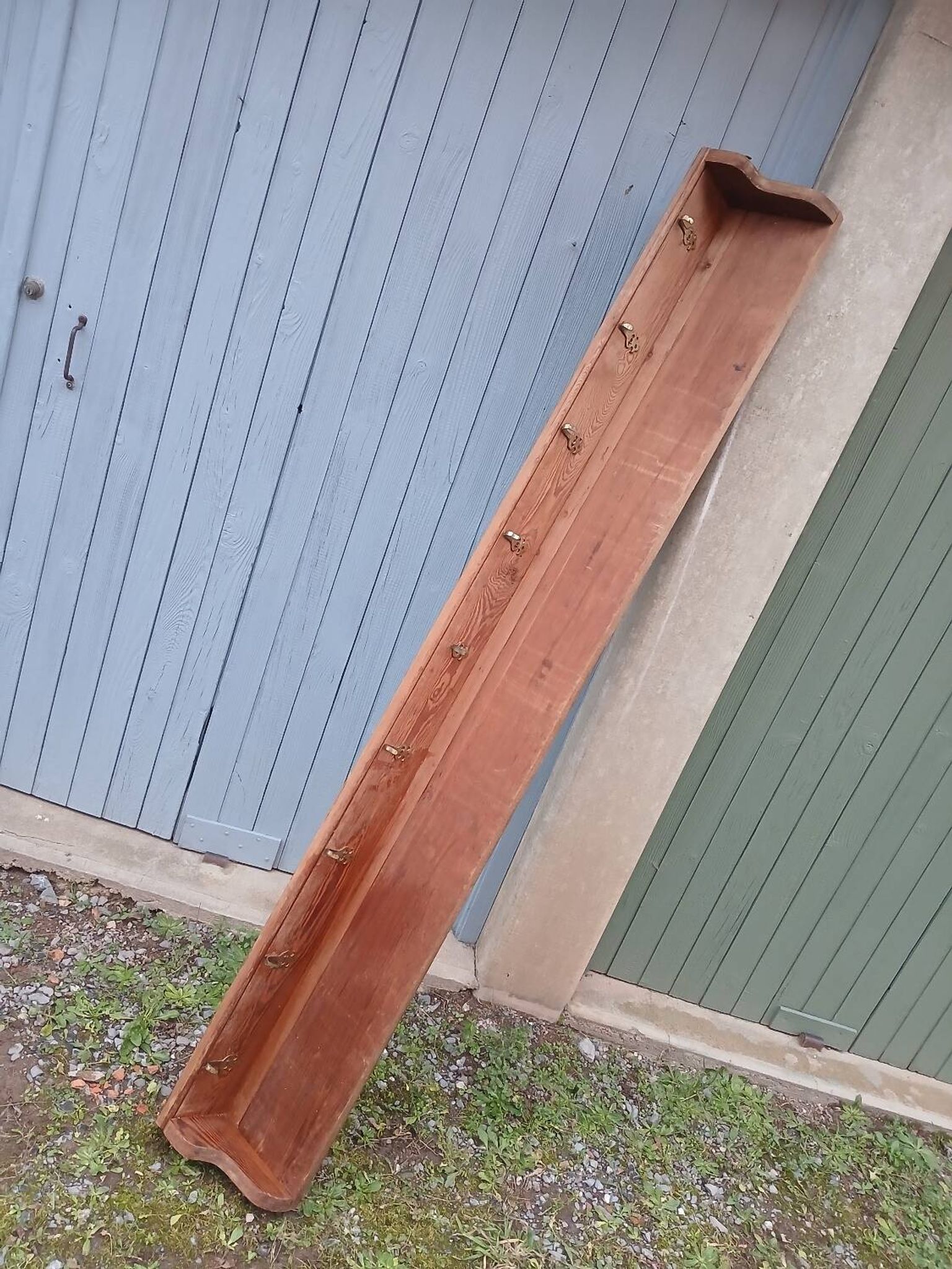 Very large antique wooden shelf/pot rack