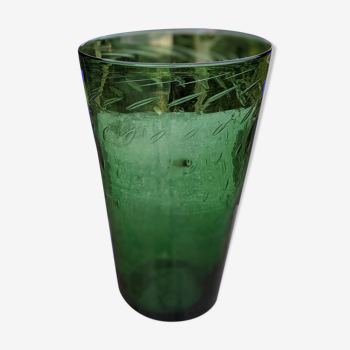 Vase 70 bullé en verre italien d'Empoli