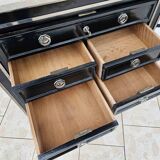 Commode Art Déco à 9 Tiroirs En Laque Et Bronze Nickelé