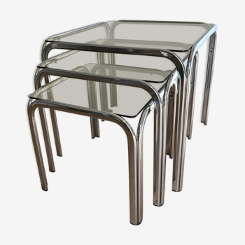 Glass nesting tables 70s