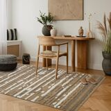 Relief jute rug in white and black 120x160 cm