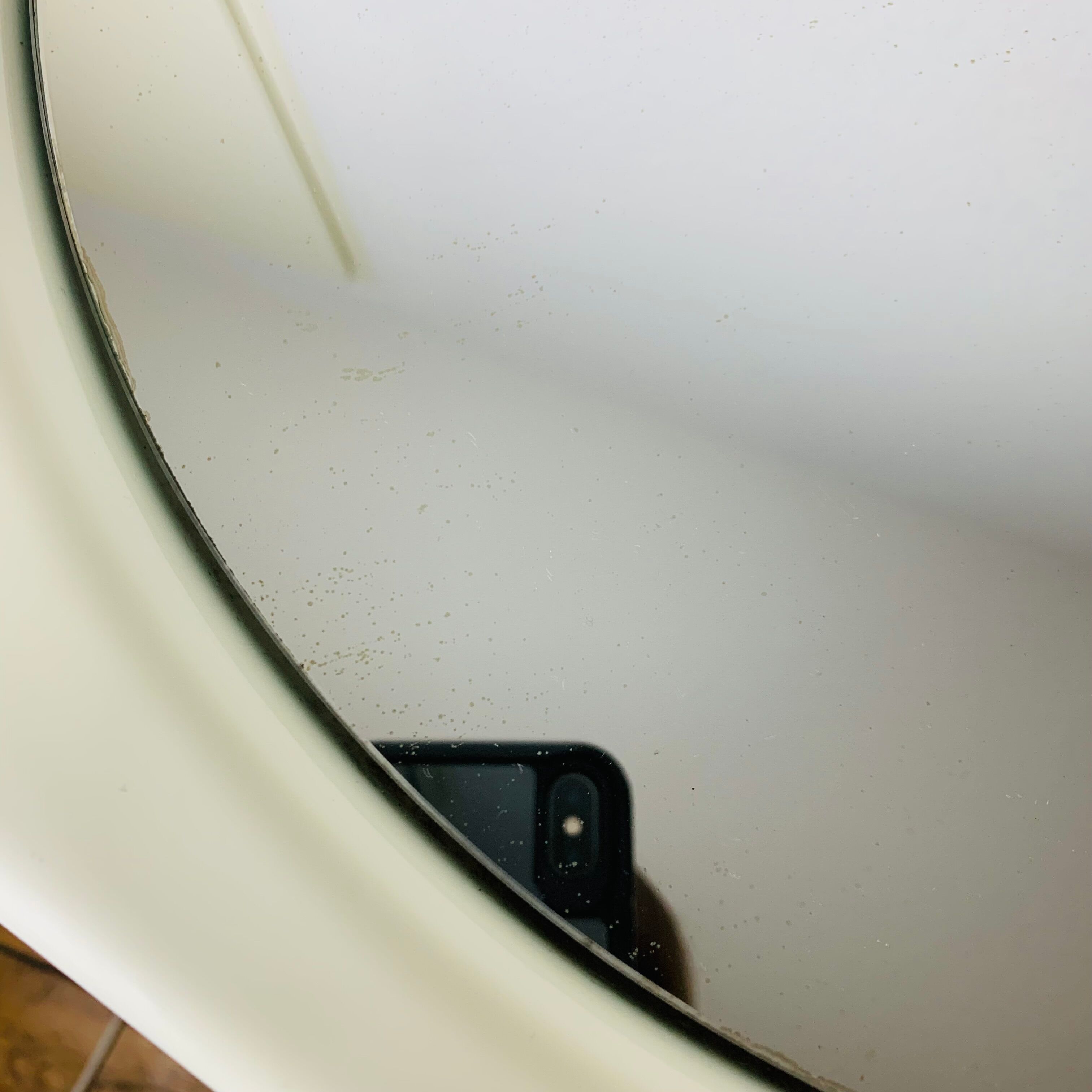 Mirror space age square plastic white 44 x 44 cm