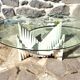Table basse en verre et travertin