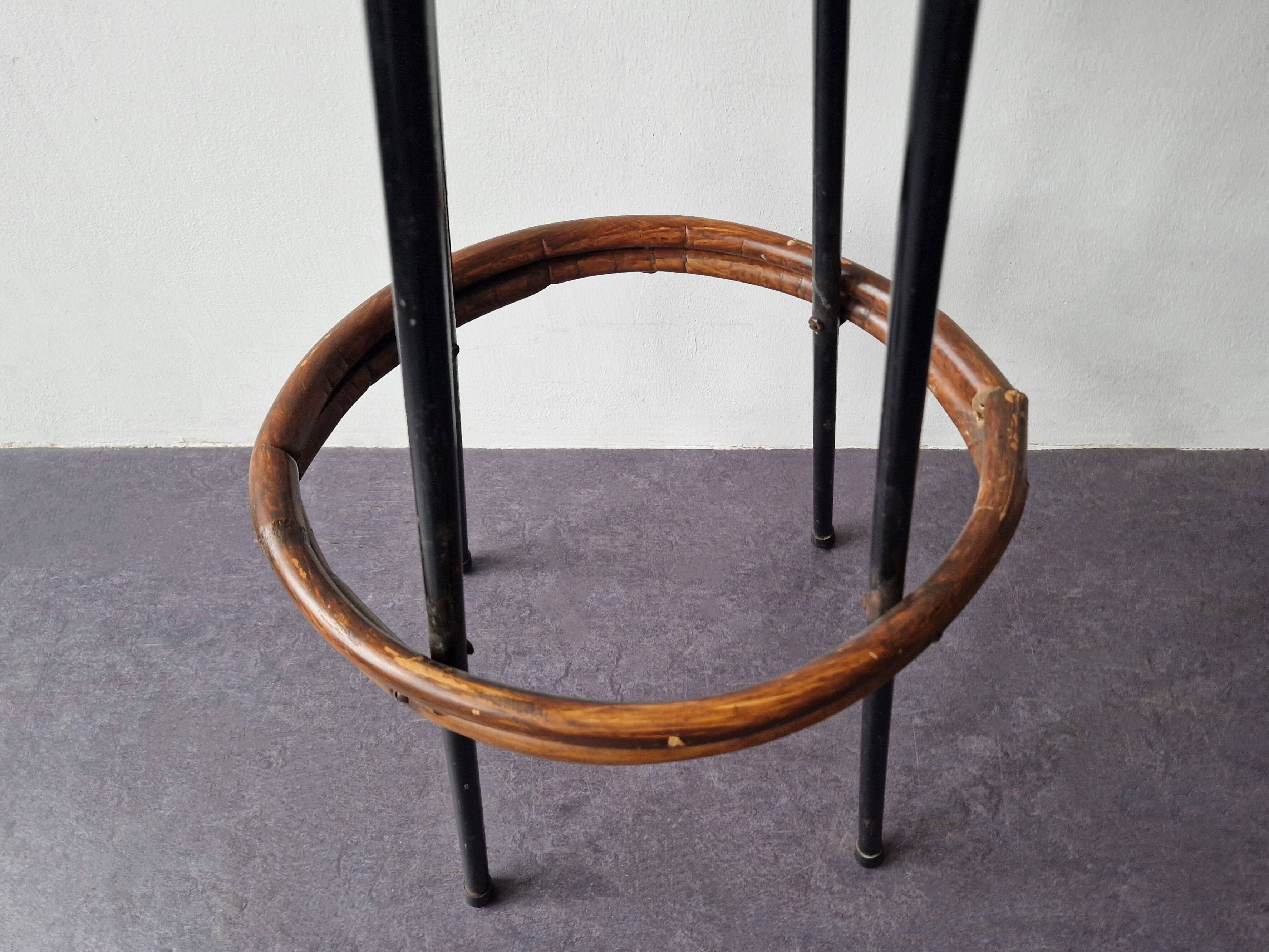 Ensemble de 4 tabourets en rotin pour Rohé Noordwolde, Pays-Bas 1960