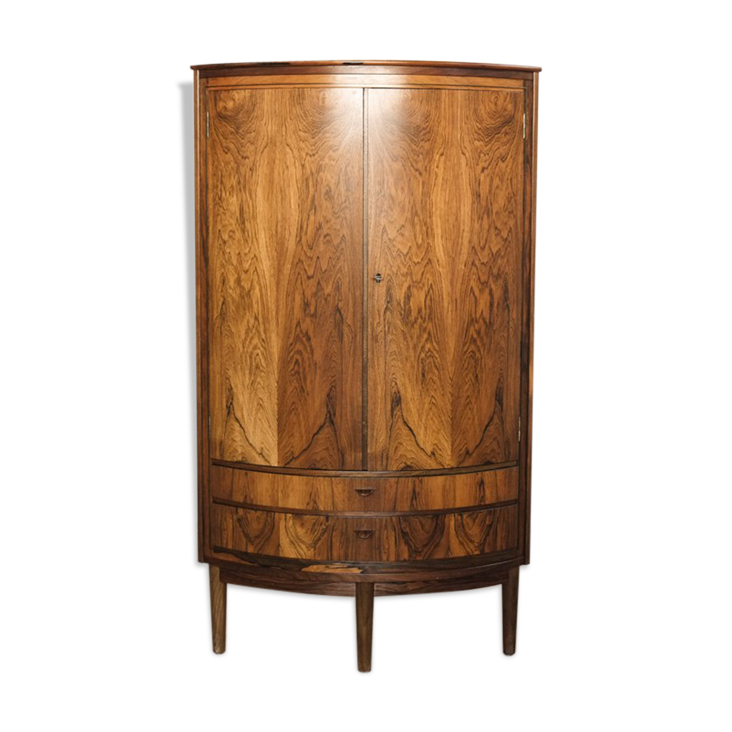 Compact danish corner cabinet in rosewood