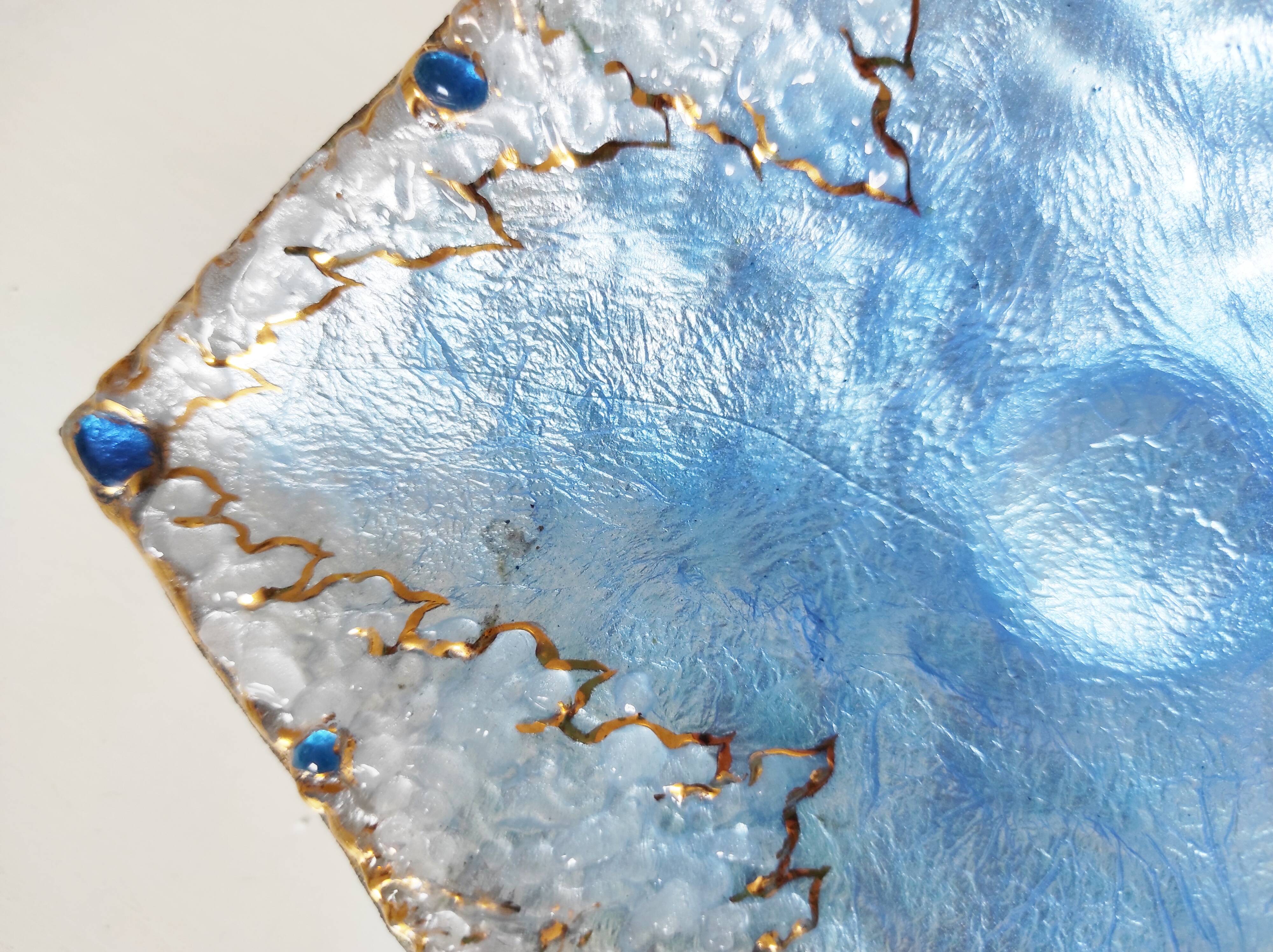 Light blue enamel catch-all tray