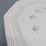 Plat octogonal rose pâle décor floral de Niderviller - ∅ 32cm