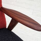 1960s, Danish design by Erhardsen & Andersen, reupholstered armchair, furniture wool, teak wood.