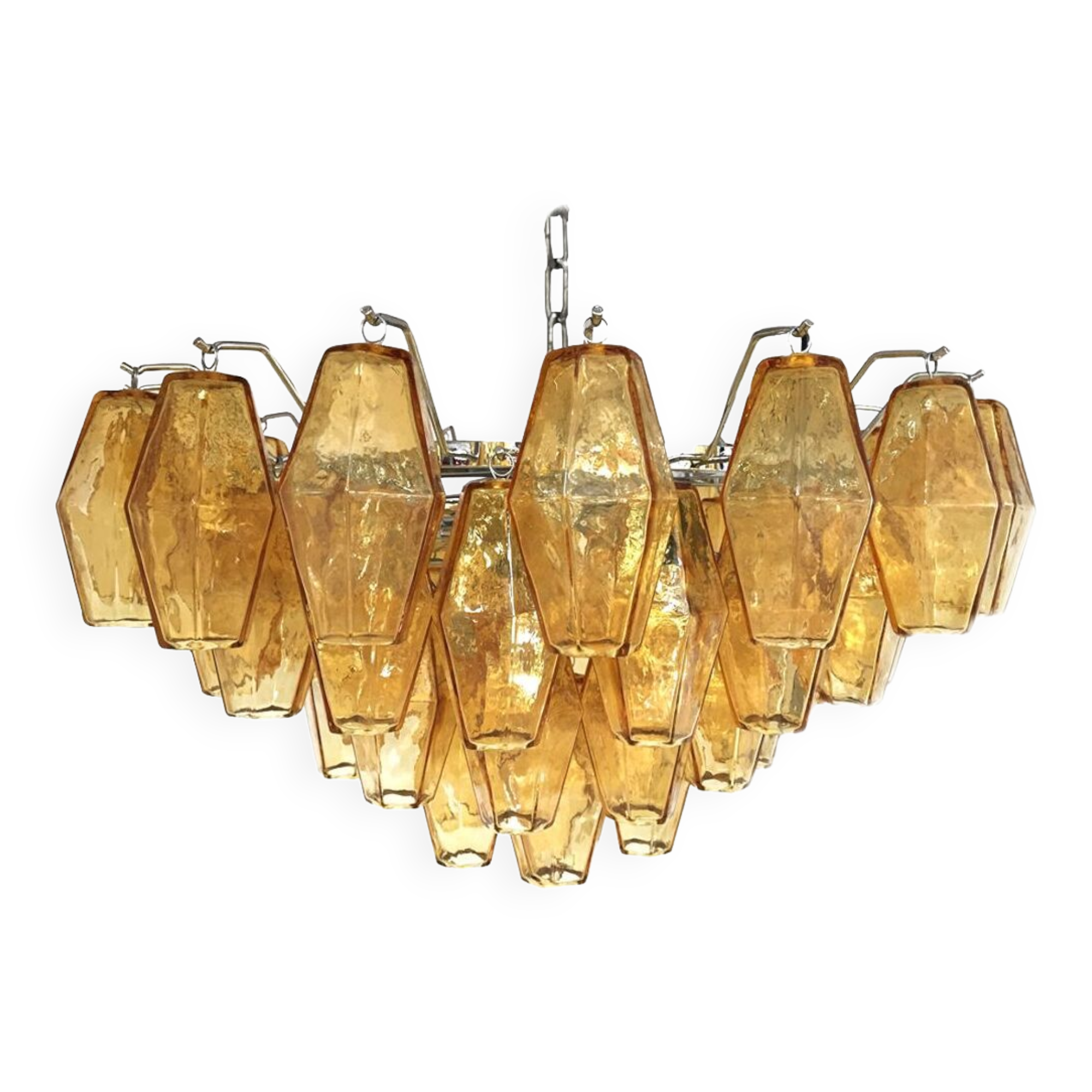 Amber Murano glass chandelier "poliedri" d55